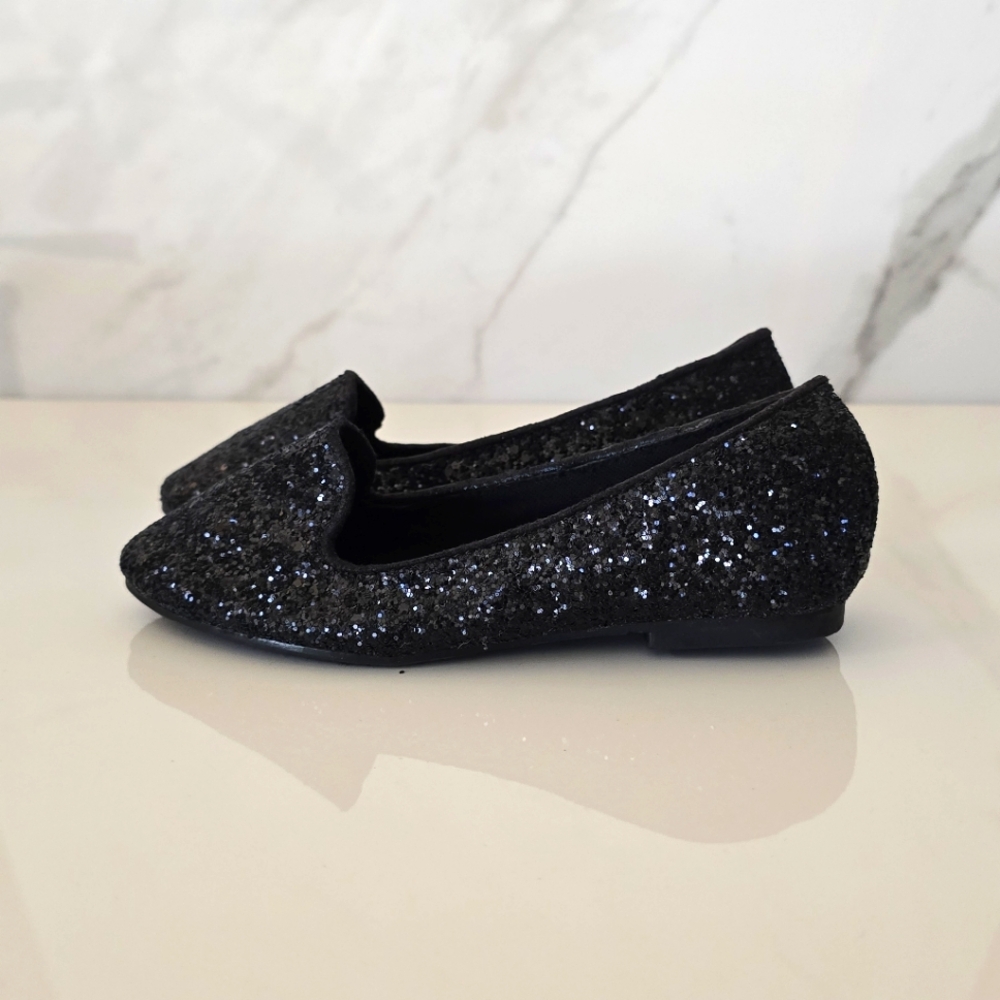 Girl's Black glittery Almond Toe Ballerina flats Size 11 - Picture 1 of 9